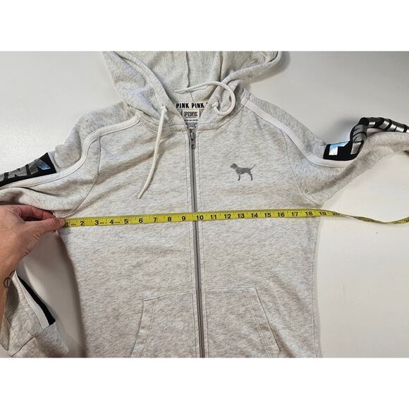 Victoria's Secret PINK size XS grey color block spell out full zip y2k jacket - Picture 5 of 6